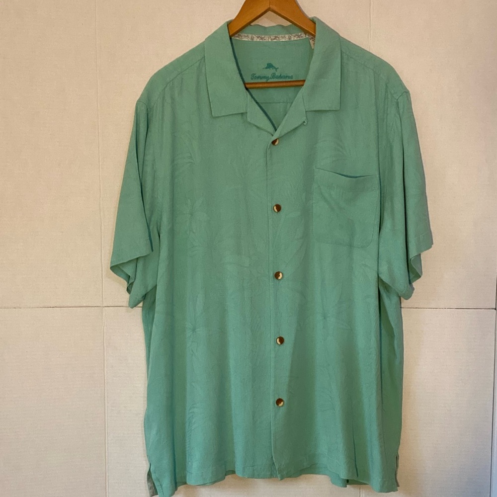 Men’s Tommy Bahama Seafoam Green Casual Button Down Summer Shirt Size XXL